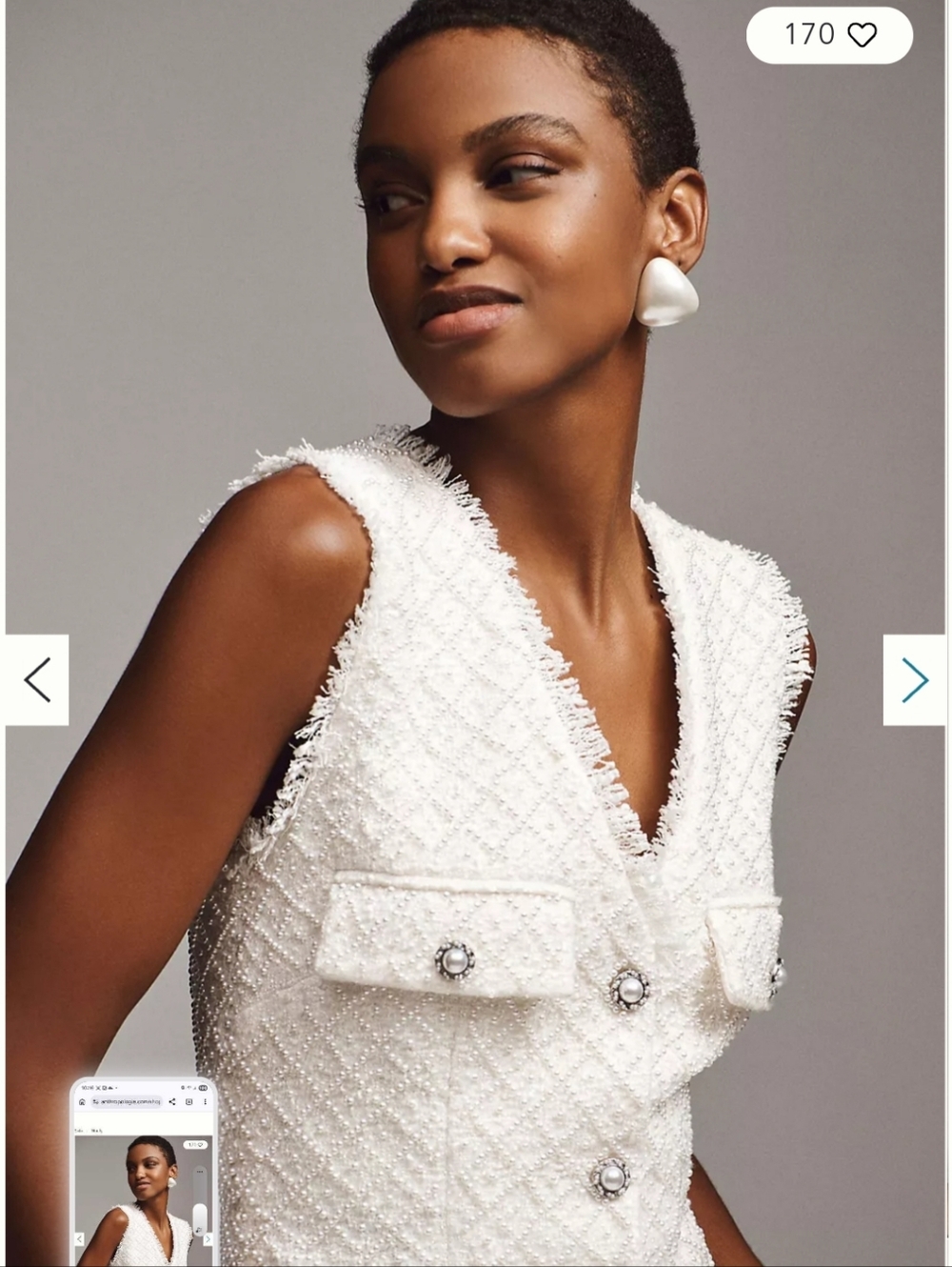Anthropology ELLA White Tweed Sleeveless Mini Dress - Picture 4 of 5